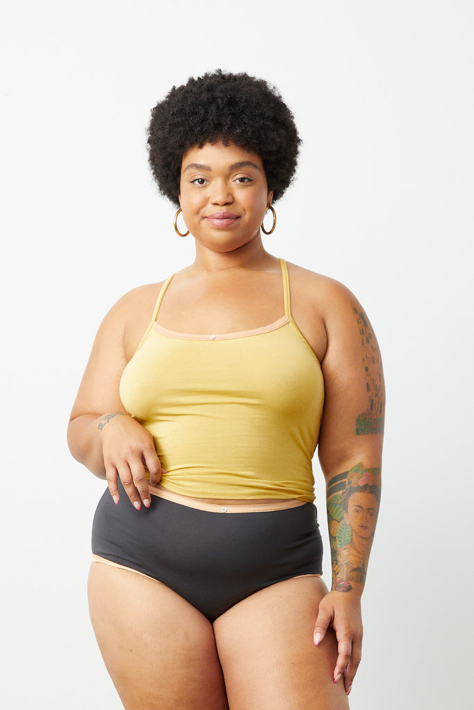 Astra Hi-Waist Brief- Charcoal - Organic Cotton- SIZE S TO 2XL