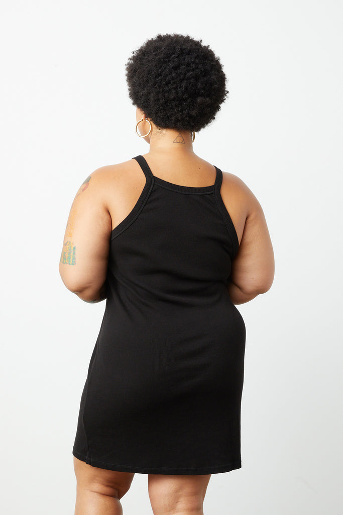 Rhea Rib Dress - Black - Organic Cotton