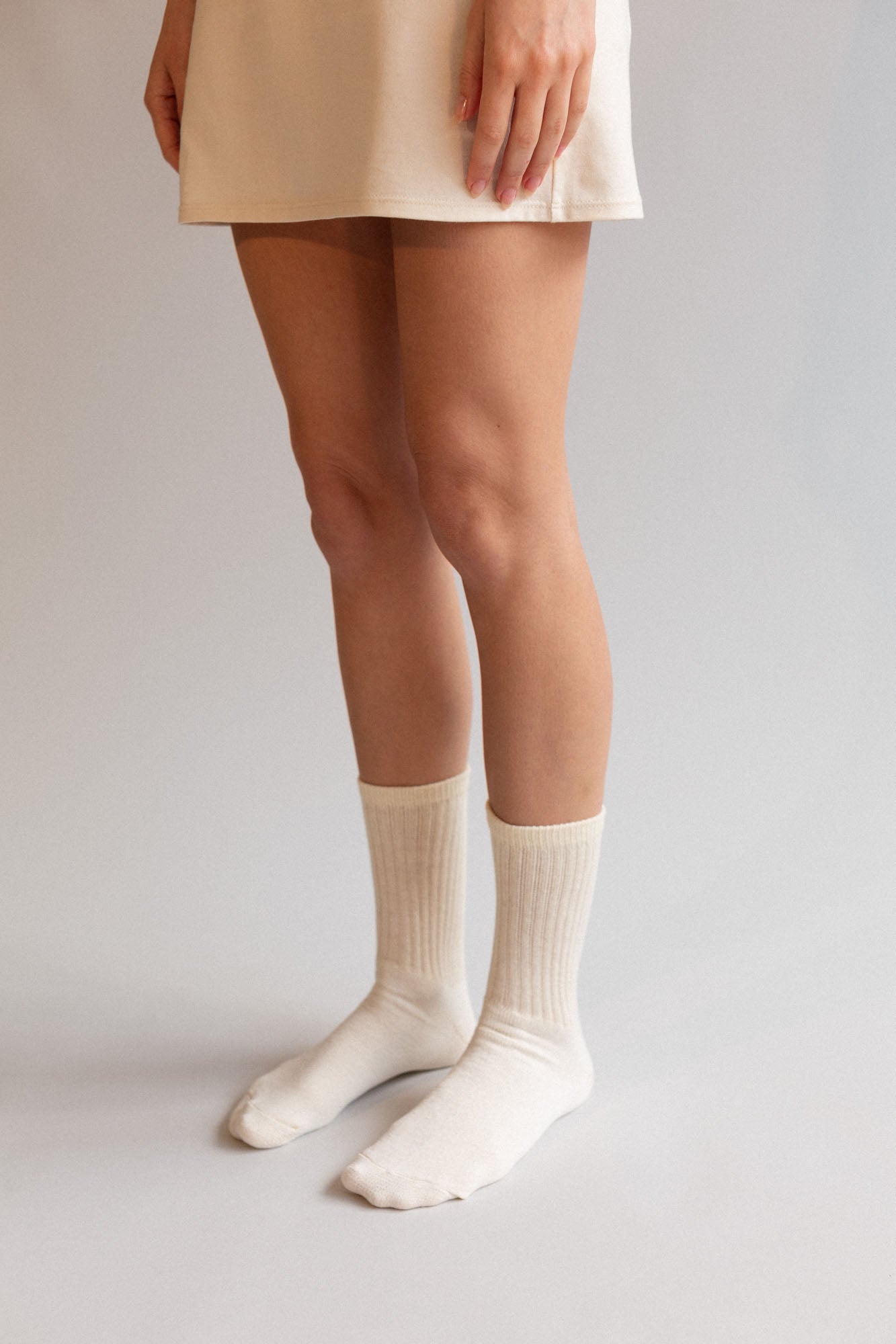 Organic Cotton Crew Socks, 1 Pair, Cream | botanica workshop