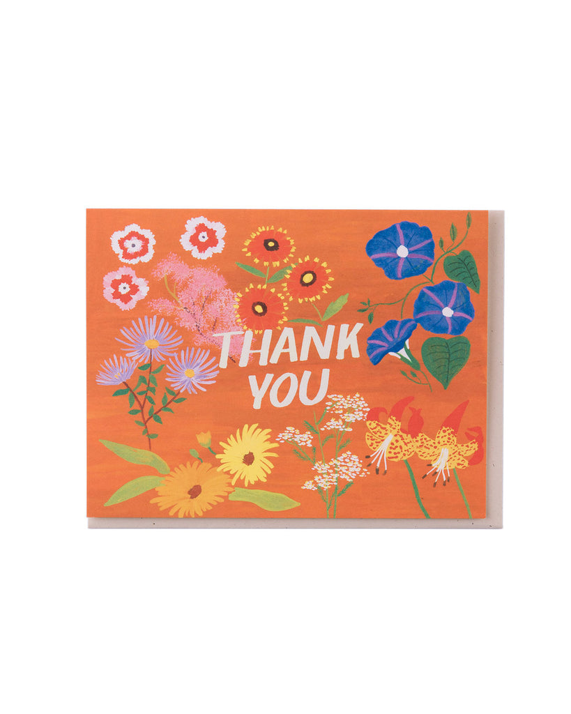 Floral Thank You Greeting Card (Blank Inside) by Small Adventure