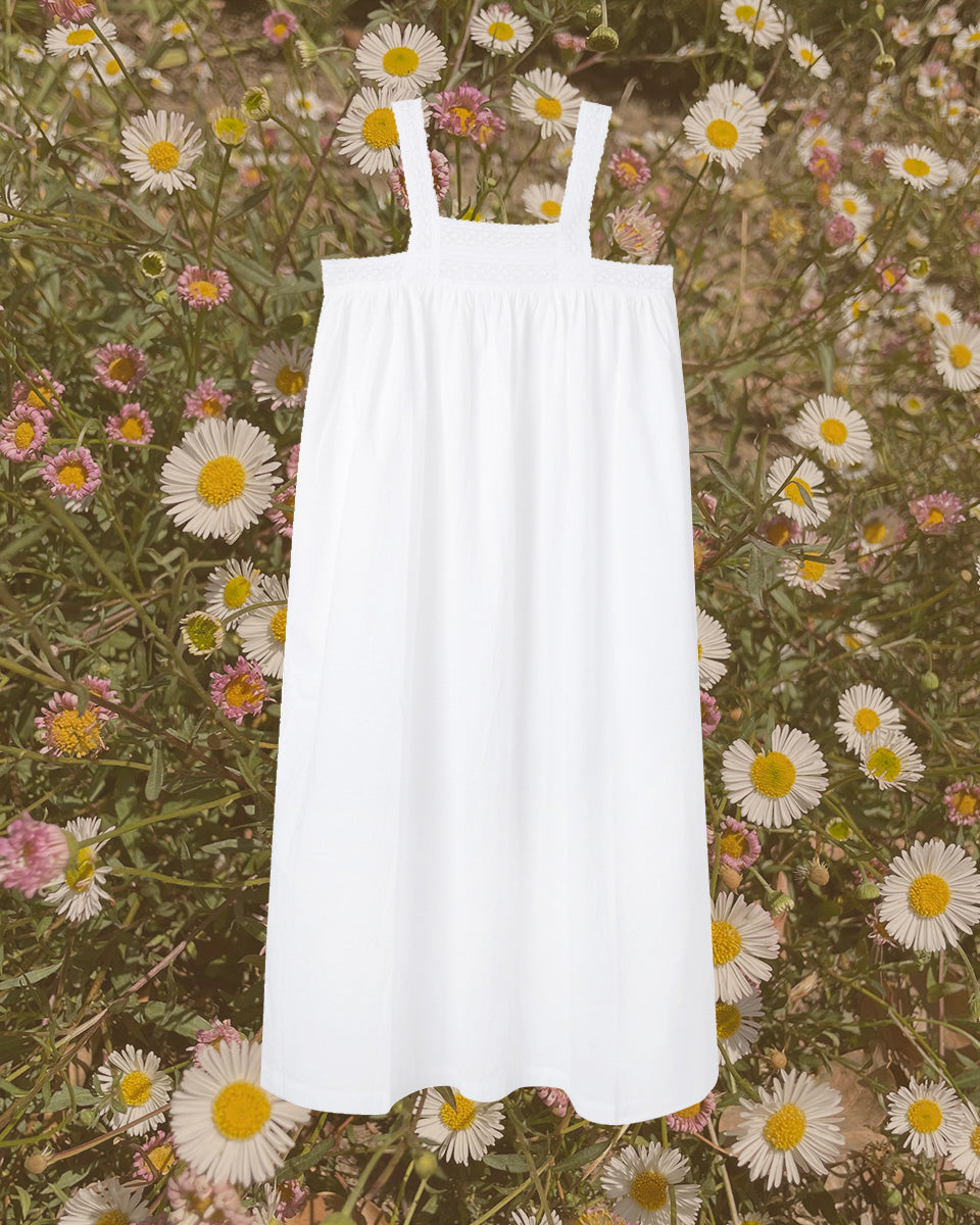 Gathered Slip with Cotton Lace - Organic Cotton