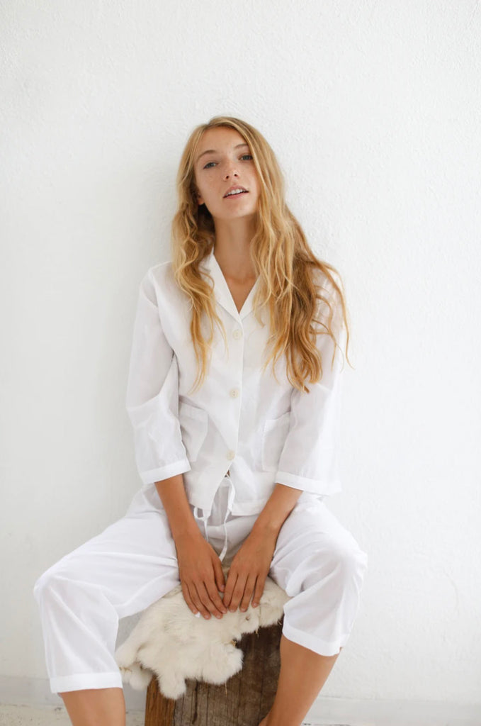 Pajama Set - Organic Cotton - White